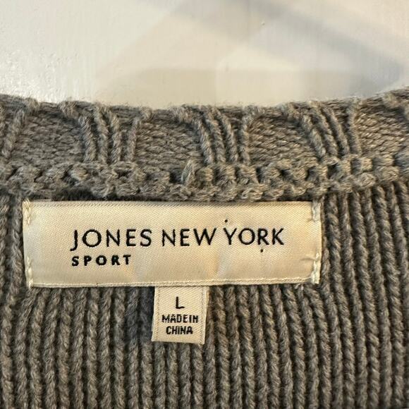 Jones New York Women's Gray Sport Sweater Cardigan Cotten Knit Size Large - Picture 4 of 6